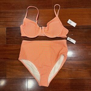 Old Navy Pink Gingham High-Waist Bikini Set